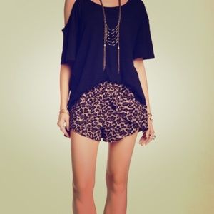 Free People Leopard Cross Shorts Size M
